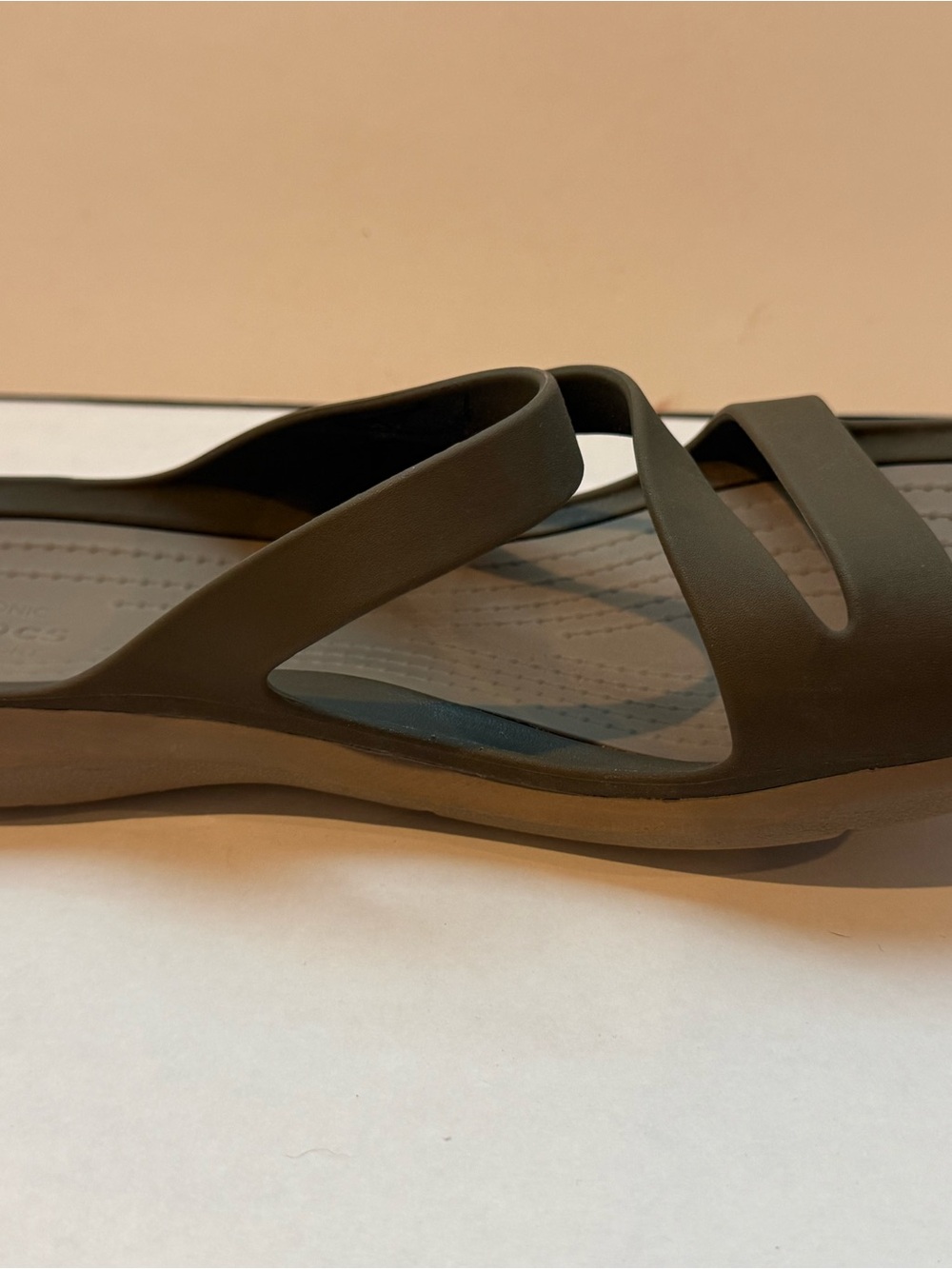 Crocs Women's Swiftwater Slide Sandals in Walnut - Size 8 - Picture 6 of 7